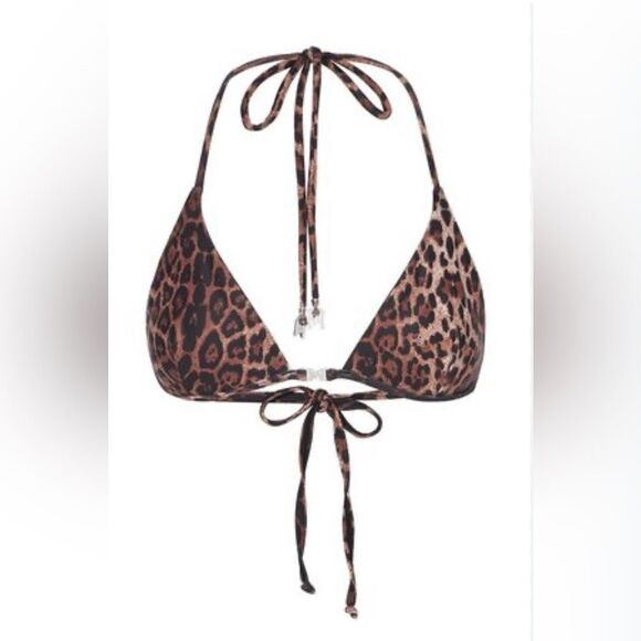 MESHKI Cosimo Tie up Logo Bikini Top Leopard NEW with tag - Picture 2 of 7